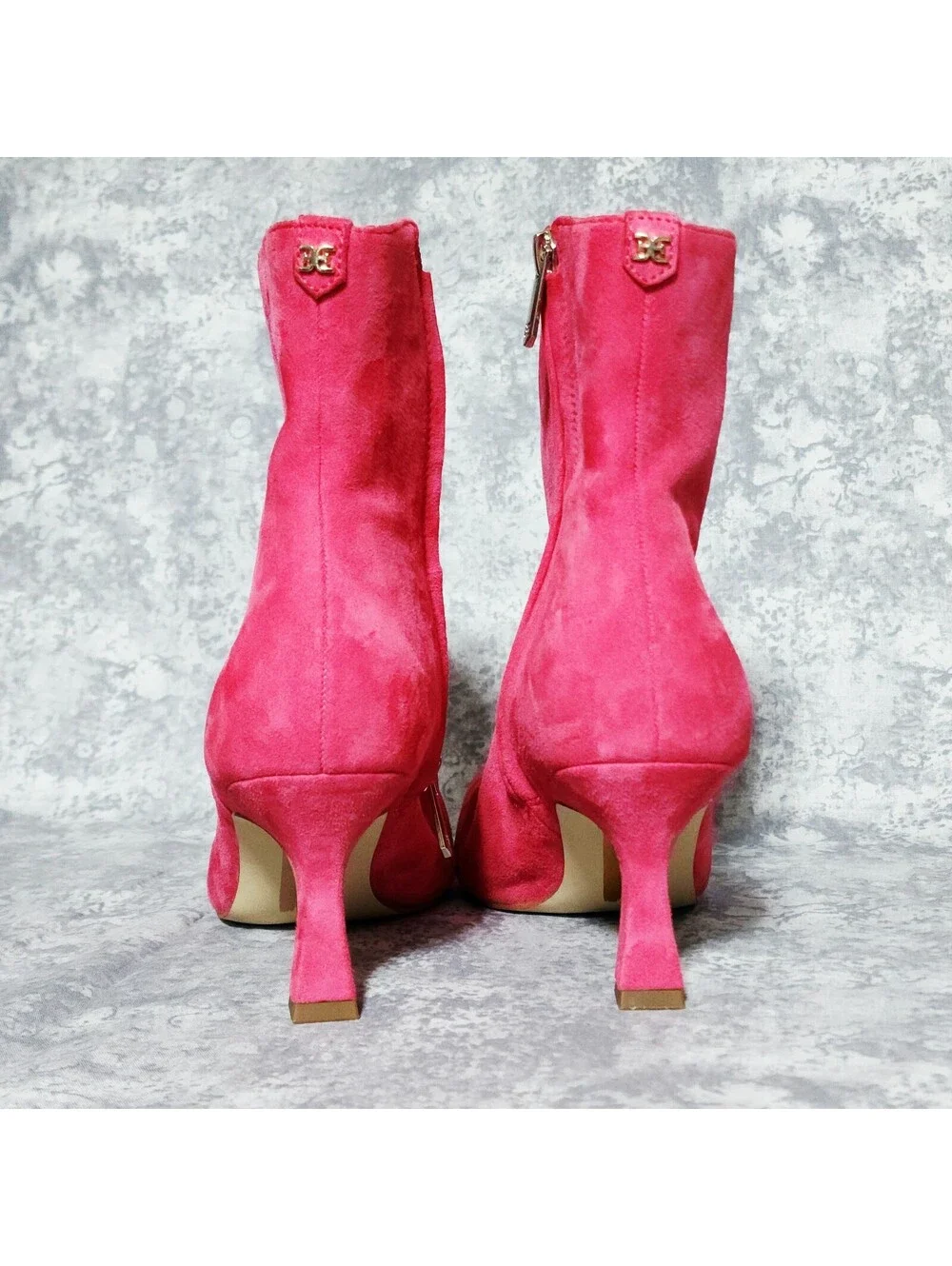 Indie Sleeze Y2K Fuschia Size 9 Suede Tall Ankle Boots Flared Kitten Heel